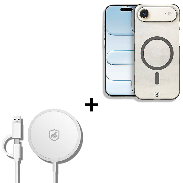 Kit Capa Crystal Slim Titanium para iPhone Air + Carregador Wireless MagSafe - Gshield