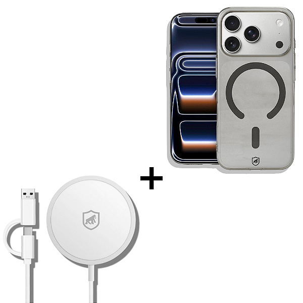 Kit Capa Crystal Slim Titanium para iPhone 17 Pro + Carregador Wireless MagSafe - Gshield
