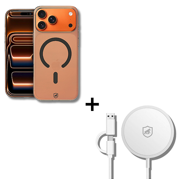 Kit Capa Crystal Slim Titanium para iPhone 17 Pro Max + Carregador Wireless MagSafe - Gshield