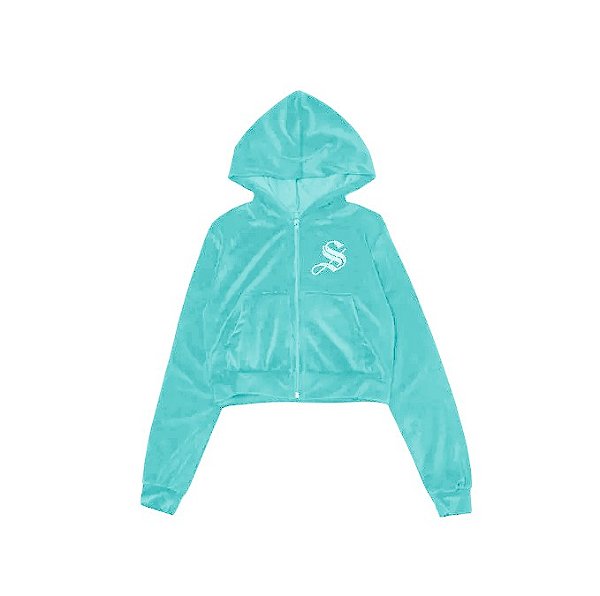 Cropped Sufgang - Sufbabys Strass Logo Plush Zip Up Hoodie Tiffany (exclusivo)