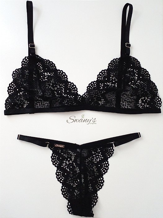 Conjunto Lingerie sem Bojo em Renda Ingrid