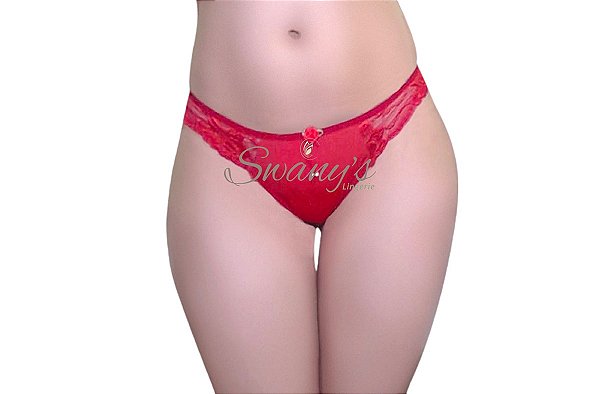 Calcinha Fio Dental de Renda Doce Flor