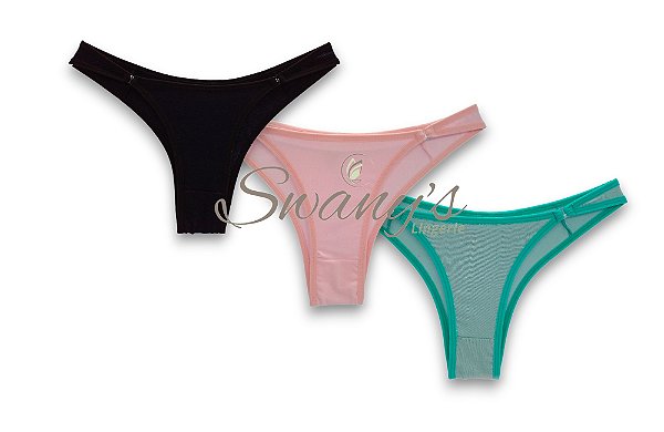 Kit 3 Calcinhas Básicas Tanga em Algodão