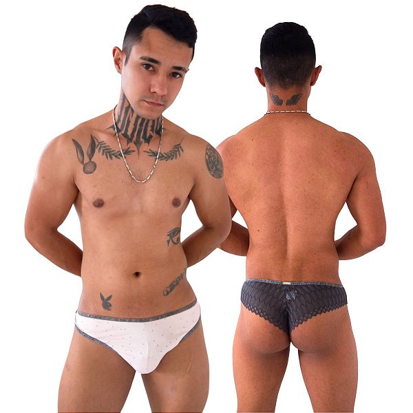 Calcinha Masculina Caleçon em Renda e Malha Estampada