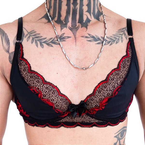 Sutiã Masculino em Microfibra e Renda Cris