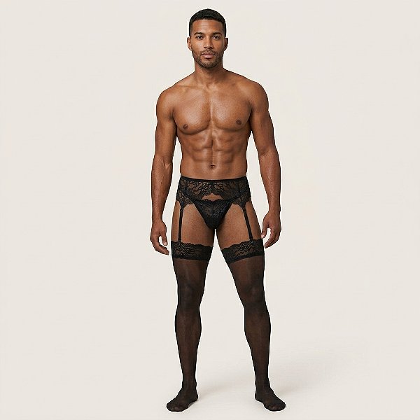Cinta-Liga Masculina de Renda com Calcinha Sensual