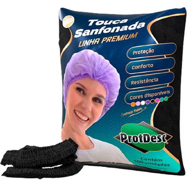 Touca Descartável Protdesc Black 100un