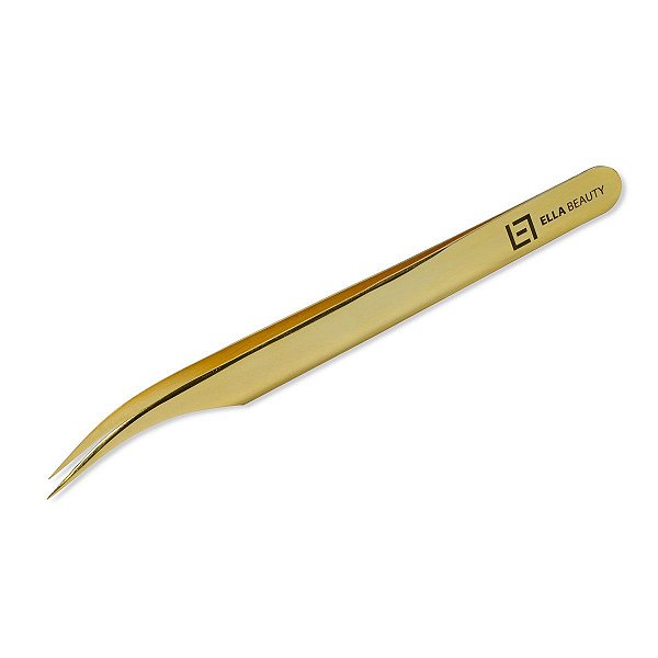 Pinça Ella Beauty para Alongamento Cílios Light Curva Gold