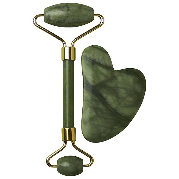 Massageador Facial Rolo Pedra Jade Duo com Plaquinha