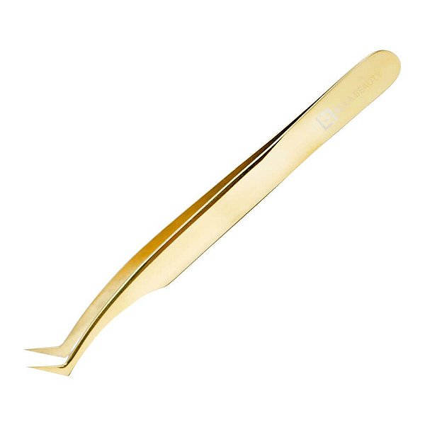 Pinça Ella Beauty Ponta Curva Mega Volume Gold