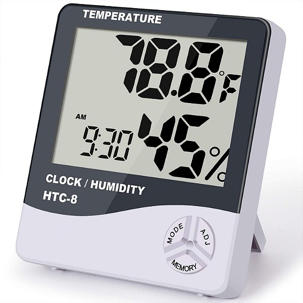 Termohigrômetro Digital com Relógio e Alarme HTC-1