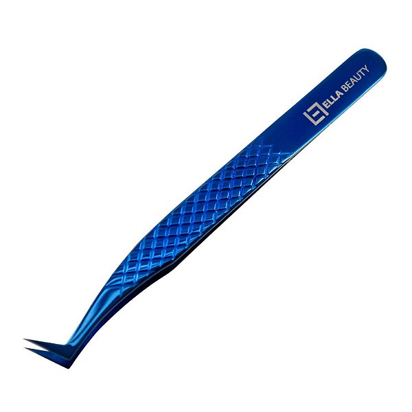 Pinça Ella Beauty Ponta Curvada Mega Volume Xadrez Blue