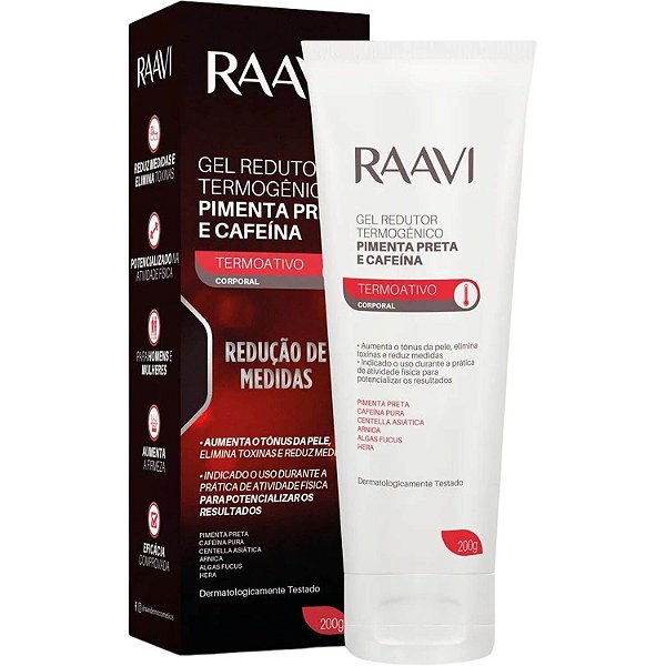 Gel Redutor Termogênico Raavi Pimenta Preta e Cafeína 200g