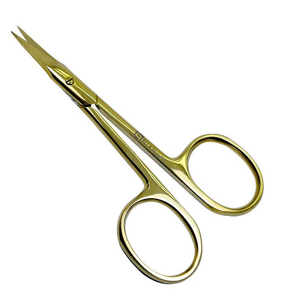 Tesoura Ella Beauty Sobrancelha Ponta Reta Gold