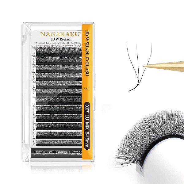 Cílios Nagaraku 3D W Shape L Curls Efeito Delineado Fox Eye