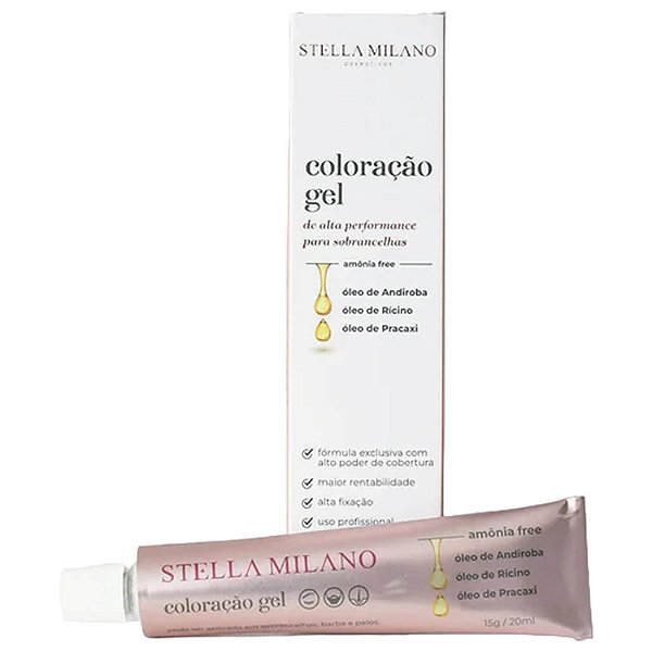 Tintura Coloração Gel para Sobrancelha Stella Milano de Alta Performance 20ml