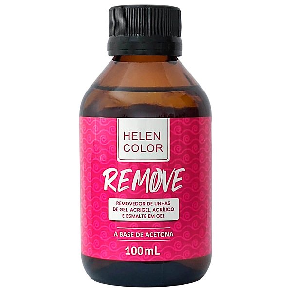 Removedor Base de Acetona Helen Color para Unha Gel Acrílco Acrigel Esmalte Gel 100ml