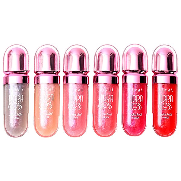 Hidra Gloss Vivai 6 Cores Lindas Mágico com Brilho Intenso e Hidratação Profunda 7ml