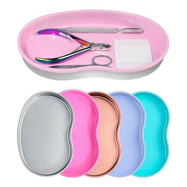 Bandeja Cuba-Rim Oval Aço Inox Multiuso 12x19cm Cores