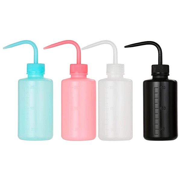 Pisseta Frasco Dosador Higienização Extensão Cílios Bico Curvo 250ml