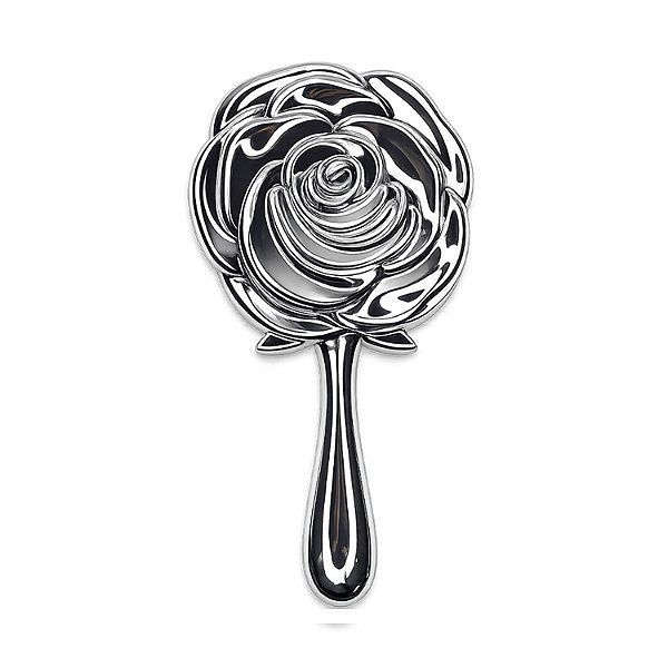 Mini Espelho de Mão Formato Flor para Maquiagem e Extensão de Cílios 13cm