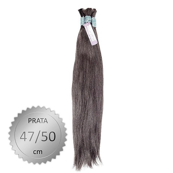 Cabelo Humano Liso, castanho médio, virgem e pontas cheias. Com 50 Gramas. 47/50cm. Série Prata.