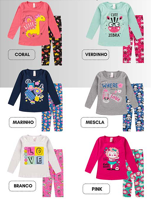 Conjunto Feminino Cotton Estampado Blusa Mullet 4/8 anos