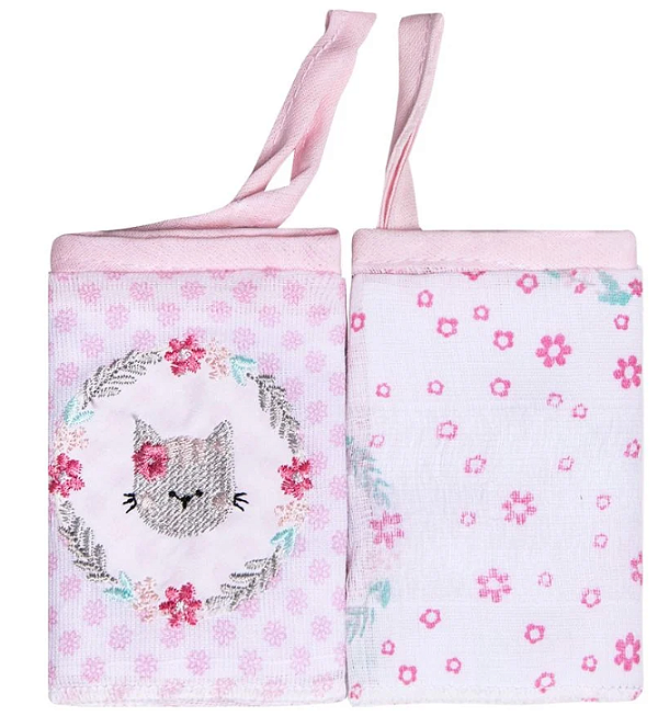 Paninho de Boca Bordados Karinho C/ Prendedor de Chupeta 32Cm X 32Cm Contem 02 Un