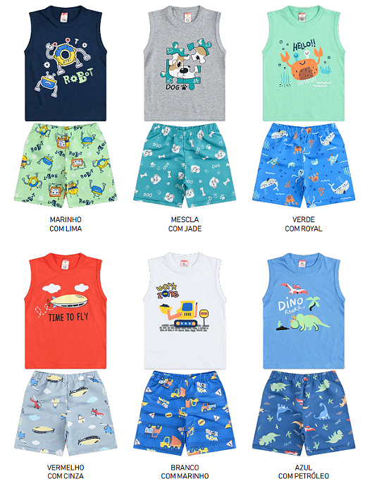 Conjunto Masculino Machão Tactel Estampa Digital 1 a 3 Anos Estampas Sortidas