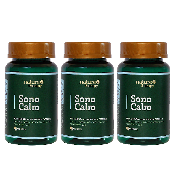 SonoCalm (Suplemento natural para Insônia e Ansiedade) - 60 cápsulas veganas - 3 potes