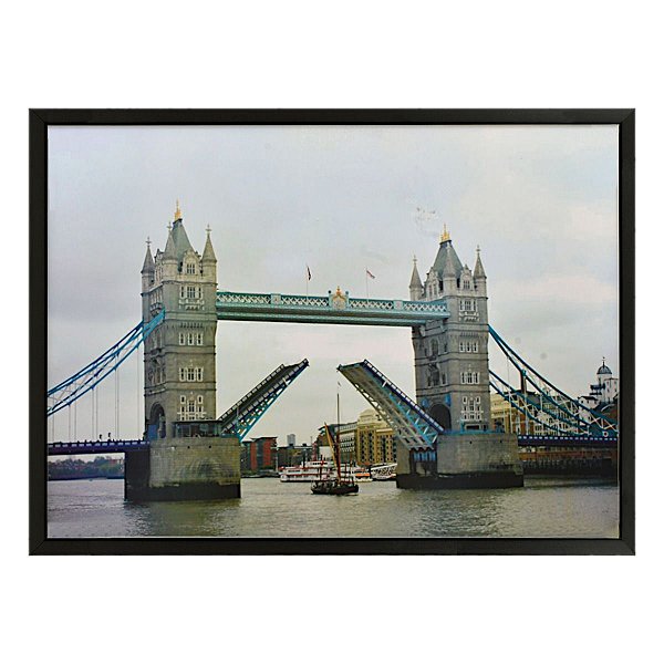 Quadro 50X70 Decorativo Ponte Londres Tower Bridge Moldura Preta