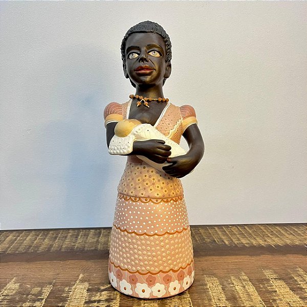 Escultura Mãe com Criança  35 cm | Zezinha | Coqueiro do Campo