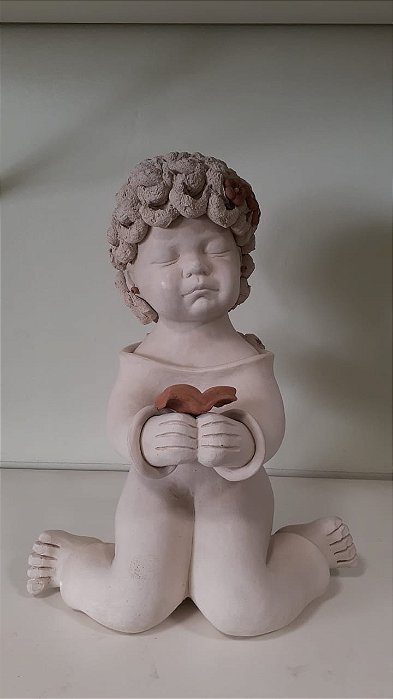 ANJO em cerâmica com livro/ Arte Ramos Tracunhaém- PE
