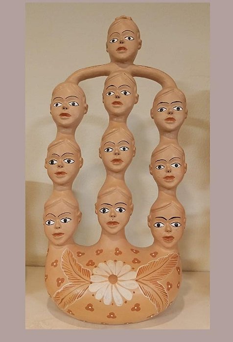 Escultura cabeças em cerâmica chafariz / Vale Jequitinhonha-MG