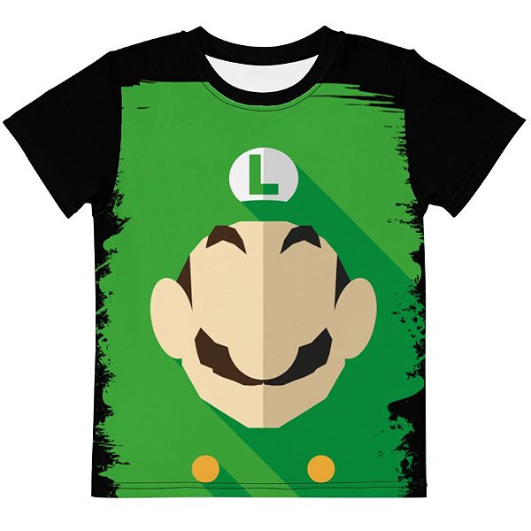 SUPER MARIO - Luigi Simples Preta - Camiseta de Games