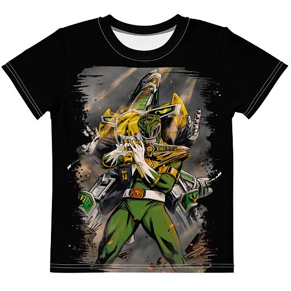 POWER RANGERS - Ranger Verde Preta - Camiseta de Tokusatsu