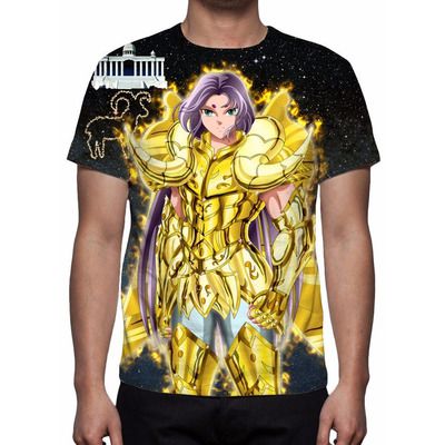 CAVALEIROS DO ZODÍACO - Cavaleiros de Ouro Mu de Áries - Camiseta de Animes