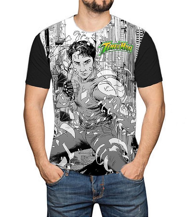TIMERMAN - Mangá Comic - Camiseta de Heróis Brasileiros