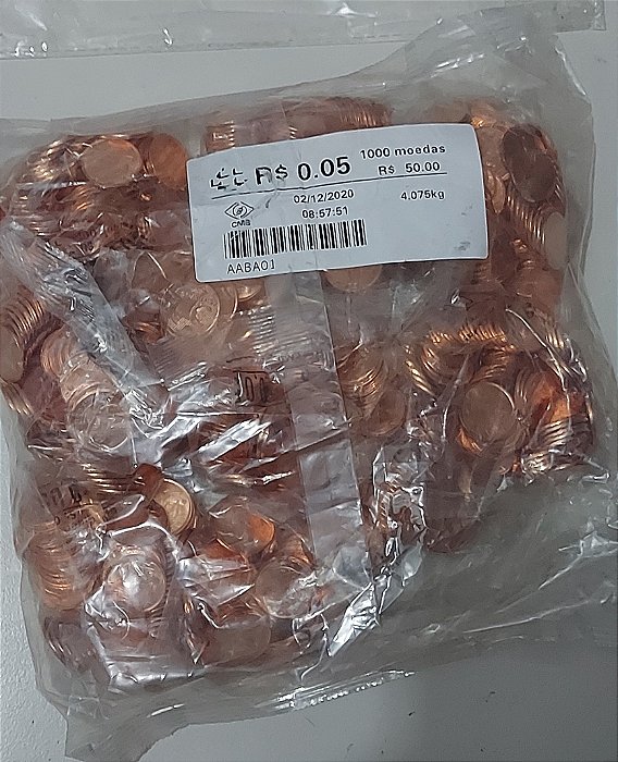 Pacotão com 10 sachês 5 centavos 2020 - 1000 moedas