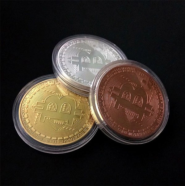 3 Moedas Bitcoins Físicas Ouro Prata Bronze