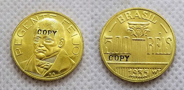 moeda 500 reis 1935 Regente Feijó brasil Cópia
