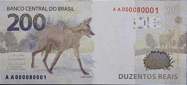 Cédula de 200 reais FE série AA  Lobo guará ( Lançamento)