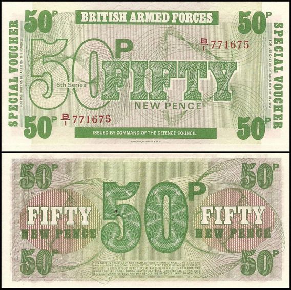 Cedula Inglaterra 50 Pence British Armed Serie 6 Fe