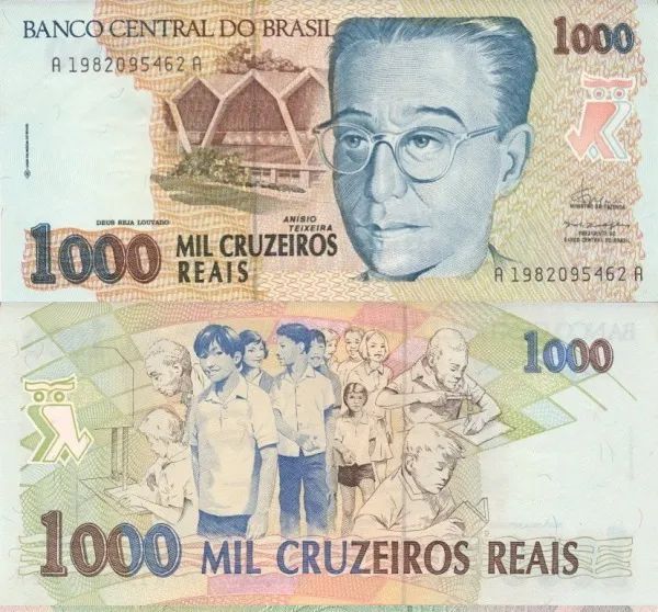 Cedula 1000 Cruzeiros Reais 1993 - Fe C238