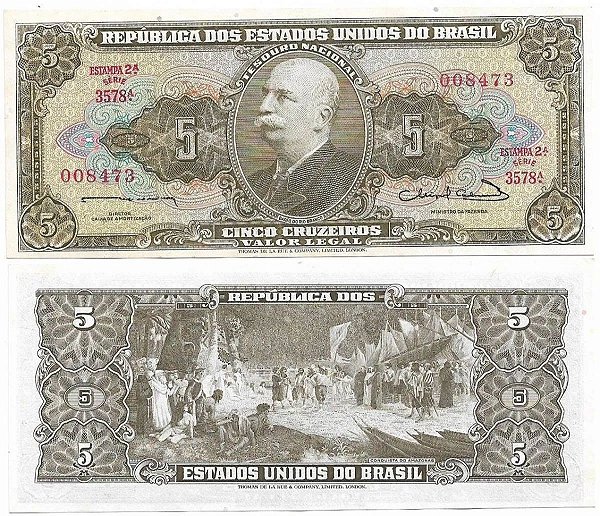 Cédula Brasil  5 Cruzeiros 1963 C072 Fe