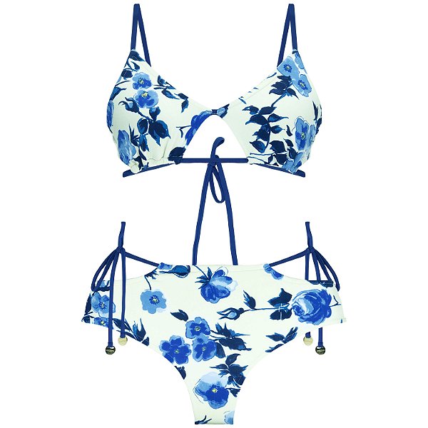 FLORESCER AZUL - TOP VAZADO | BOTTOM HOT PANTS VAZADO