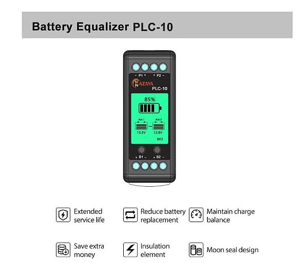 Controlador de tensão de bateria Equalizador de balanço  PLC-10 Tela LCD