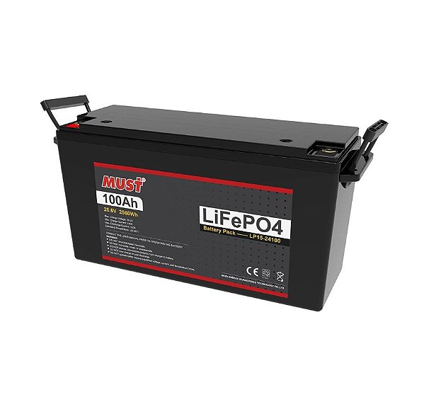 Bateria de Lítio LiFePO4 24V 100A 2540Wh MUST LP15-24100