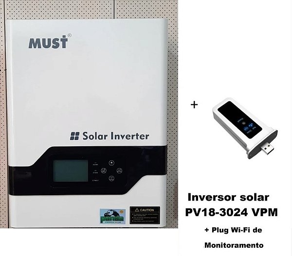 Inversor Hibrido 3000 wattss 220 VAc 24Vdc controlador solar 60A MPPT Must Solar + Plug Wi-fi