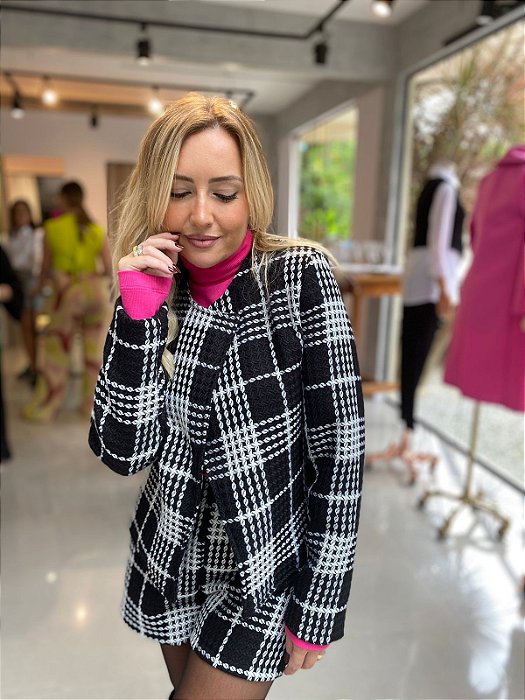 Casaqueto Feminino Tweed Forrado Xadrez